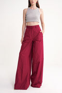 Bordo Beli lastikli bol kesim pantolon 41653