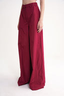 Bordo Beli lastikli bol kesim pantolon 41653