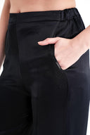 Siyah Beli lastikli bol paça pantolon 41658