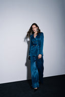 Petrol Beli lastikli bol paça pantolon 41658