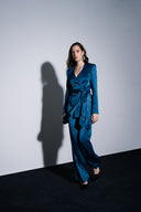 Petrol Beli lastikli bol paça pantolon 41658