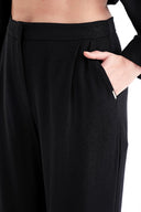 Siyah Beli lastikli bol paça pantolon 41659