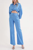 Mavi Beli lastikli bol paça pantolon 41659