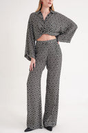 Desenli Beli lastikli bol paça pantolon 41659