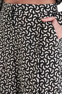 Desenli Beli lastikli bol paça pantolon 41659