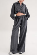 Gri Beli lastikli bol paça pantolon 41660