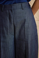 Lacivert Beli lastikli bol paça pantolon 41663