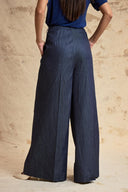 Lacivert Beli lastikli bol paça pantolon 41663