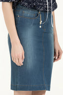 Lacivert Dar kesim denim etek 80410