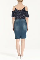 Lacivert Dar kesim denim etek 80410
