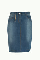 Lacivert Dar kesim denim etek 80410