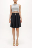 Siyah Bol kesim pilili etek 80414