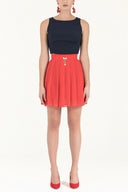 Kırmızı Piliseli mini etek 80452