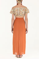 Turuncu Piliseli şifon etek 80513