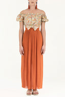 Turuncu Piliseli şifon etek 80513