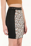 Leopar Kemeri aksesuarlı desenli etek 80532