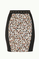 Leopar Kemeri aksesuarlı desenli etek 80532
