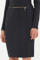 Siyah Deri kemerli jakarlı kalem etek 80775