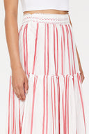 Kırmızı Dantel detaylı uzun etek 81022