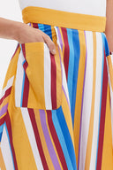 Çizgili Pilili yüksek bel etek 81060