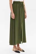 Haki Lastik ve büzgü detaylı etek 81089