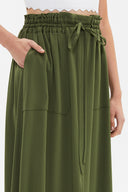 Haki Lastik ve büzgü detaylı etek 81089