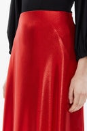 Kırmızı Beli lastikli midi etek 81150