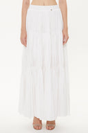 Beyaz Lastikli büzgülü uzun etek 81154