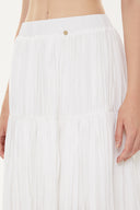 Beyaz Lastikli büzgülü uzun etek 81154