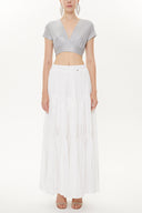 Beyaz Lastikli büzgülü uzun etek 81154