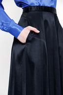 Siyah Beli lastikli midi etek 81209