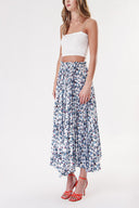 Beyaz Mavi Beli lastikli piliseli etek 81218