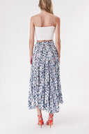 Beyaz Mavi Beli lastikli piliseli etek 81218