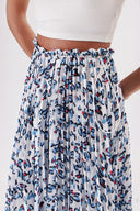 Beyaz Mavi Beli lastikli piliseli etek 81218