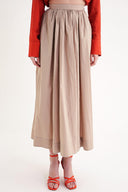 Bej Büzgülü yüksek bel fermuarlı etek 81221