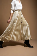 Bej Piliseli ve aksesuar detaylı uzun etek 81256