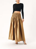 Copper Zippered long skirt with special stitching detail 81263