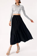 Siyah Piliseli midi boy etek 81275
