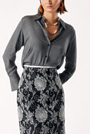 Desenli Jakarlı dar kesim midi etek 81277