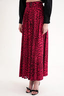 Leopard-Mor Bol büzgülü yüksek bel etek 81295