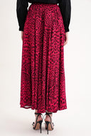 Leopard-Mor Bol büzgülü yüksek bel etek 81295