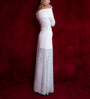 Ecru Jersey- lace blend long skirt 81309