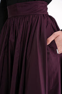 Vişne Yüksek bel büzgülü uzun etek 81317