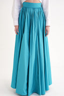 Turkuaz Yüksek bel büzgülü uzun etek 81317