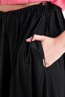 Siyah Beli lastikli ve kordonlu uzun etek 81327