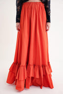 Turuncu Beli lastikli ve kordonlu uzun etek 81327