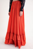 Turuncu Beli lastikli ve kordonlu uzun etek 81327