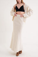 Ekru Beli lastikli uzun etek 81338