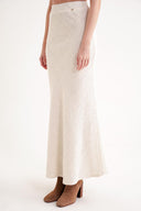 Ekru Beli lastikli uzun etek 81338