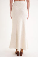 Ekru Beli lastikli uzun etek 81338